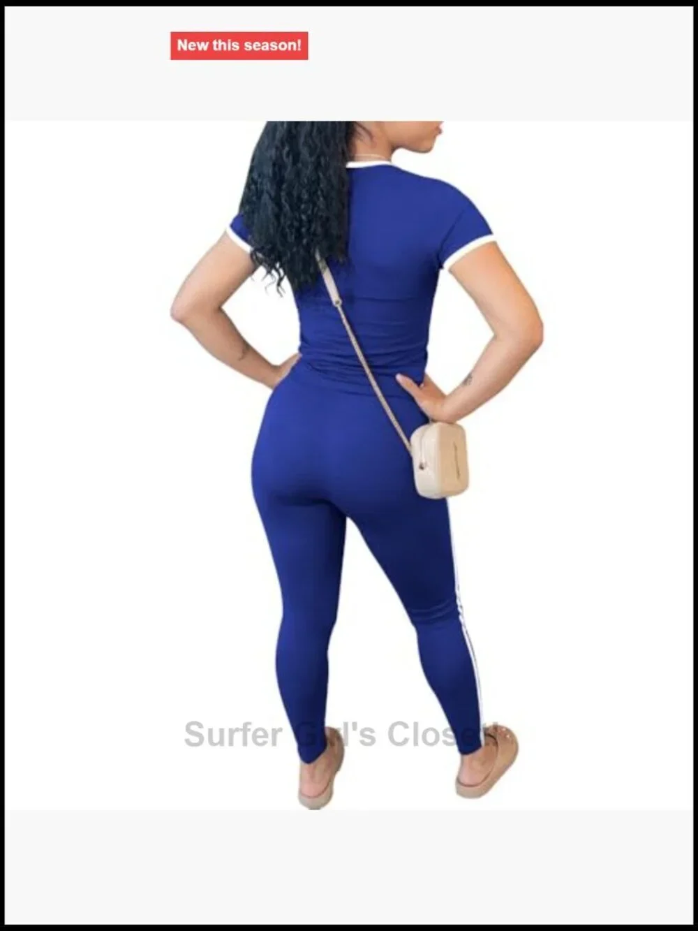Women's Short Sleeve Fitted Top and Leggings Casual Loungewear Tracksuit Set
